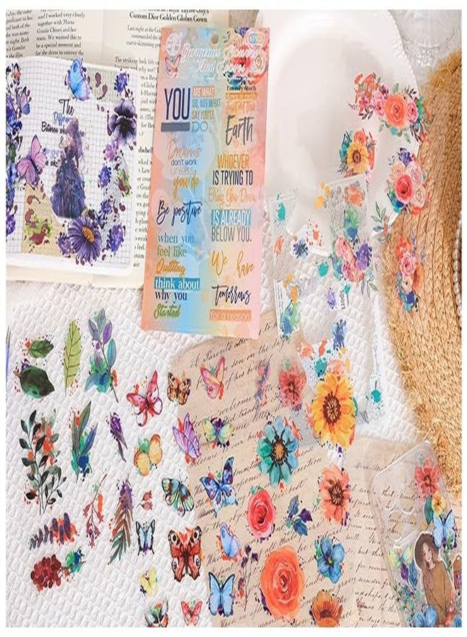 SAMVARDHAN Waterproof Floral Sticker Set - 36 Sheets, PET Material, Motivational Text,Decorative Flower & Butterfly Stickers for Scrapbooking, Journaling, DIY Crafts, Pack of 6 - Image 3